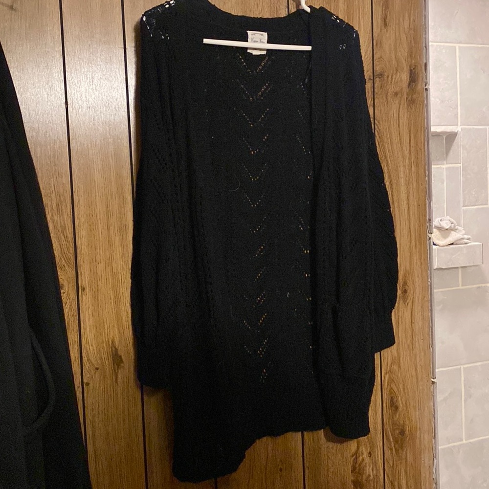 Hippie rose, black cardigan. Size M.